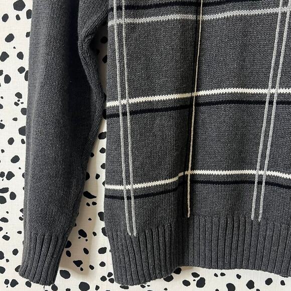 Oscar de la Renta | Men’s Grey Plaid White Grid Cotton Designer Sweater L EUC - Picture 4 of 8